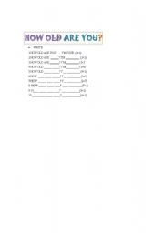 English Worksheet: how old are you?