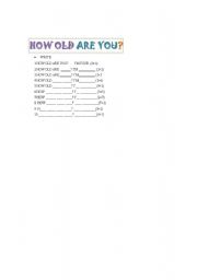 English worksheet: how old are you?