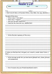 English Worksheet: readers list
