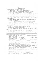 English Worksheet: PRONOUNS
