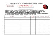 English worksheet: Weekly Reading Log