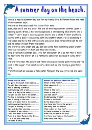 English Worksheet: A day on the beach.