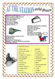 English Worksheet: AT THE STATION