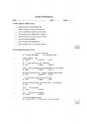 English worksheet: Quiz on Modals