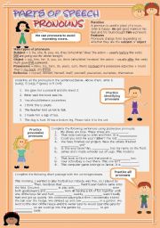 English Worksheet: Parts of speech (3) - pronouns (fully editable)