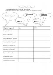 English worksheet: Daily routines