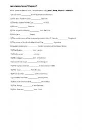 English worksheet: was/were/wasnt/werent