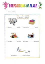 English worksheet: PREPOSITIONS OF PLACE