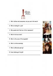 English worksheet: The devil wears Prada