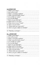 English Worksheet: an interview sheet