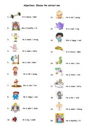 English Worksheet: ADJECTIVES - Choose the correct one