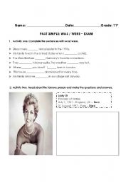 English Worksheet: past simple