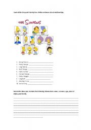 English worksheet: The Simpons family - family vocabulary - Possesives