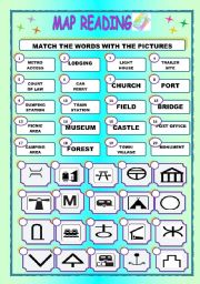 English Worksheet: MAP READING.MATCHING.