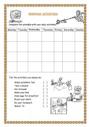 English Worksheet: EVERYDAY ACTIVITIES