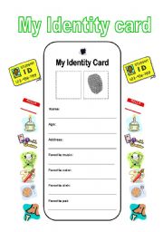 English Worksheet: My identity card