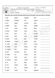 English worksheet: Determining the action words