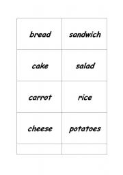English worksheet: food word cards