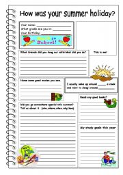 English Worksheet: How was your summer holiday?