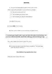 English Worksheet: PET WRITING (Parts 2 and 3)