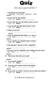 English Worksheet: quiz - are you a good writer?