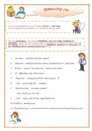 English Worksheet: Some any no 