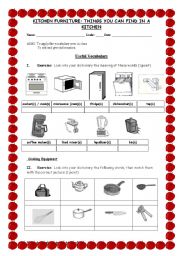 English Worksheet: KITCHEN VOCABULARY EXERICES