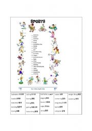 English worksheet: Sports Picture Sheet