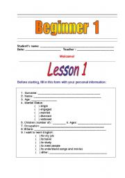 English Worksheet: Lesson 1