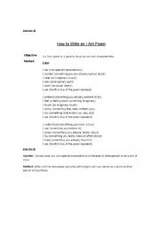 English worksheet: How to make an I poem