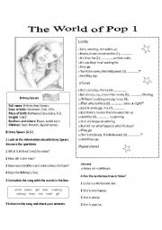 English Worksheet: The world of Pop 1