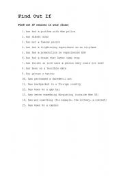 English Worksheet: Find out if...