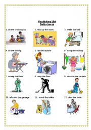 English Worksheet: Housework (Daily Chores) Help around the house