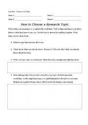 English worksheet: How to Choose a Research Topic