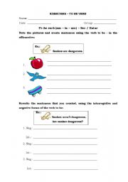 English worksheet: Exercises - TO BE VERB