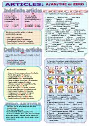 English Worksheet: INDEFINITE AND DEFINITE ARTICLES