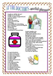 English Worksheet: AT THE DOCTORS - useful phrases