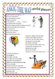 English Worksheet: ASKING THE WAY -  useful phrases