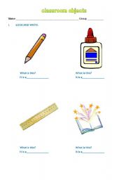 English worksheet: school supplies