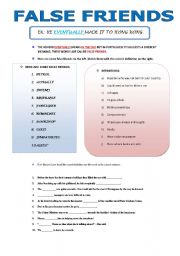 False Friends worksheet for Pre-intermediate