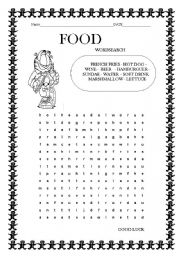 English Worksheet: FOOD WORDSEARCH