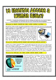 English Worksheet: Is the Internet a Human Right + Quantifiers