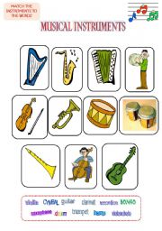 English Worksheet: MUSICAL INSTRUMENTS