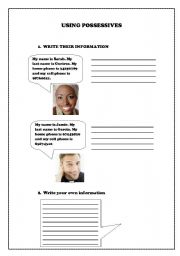 English worksheet: USING POSSESSIVES