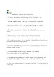 English Worksheet: He She It They