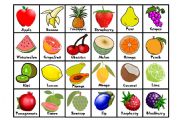 English Worksheet: Bingo (fruits) editable