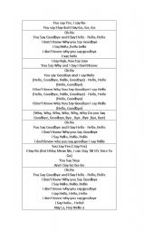 English Worksheet: Hello, Goodbye