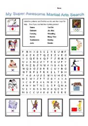 English Worksheet: My Super Awesome Martial Arts Search