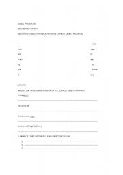 English worksheet: onject pronouns