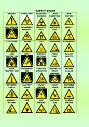 English Worksheet: SAFETY SIGNS/PICTIONARY